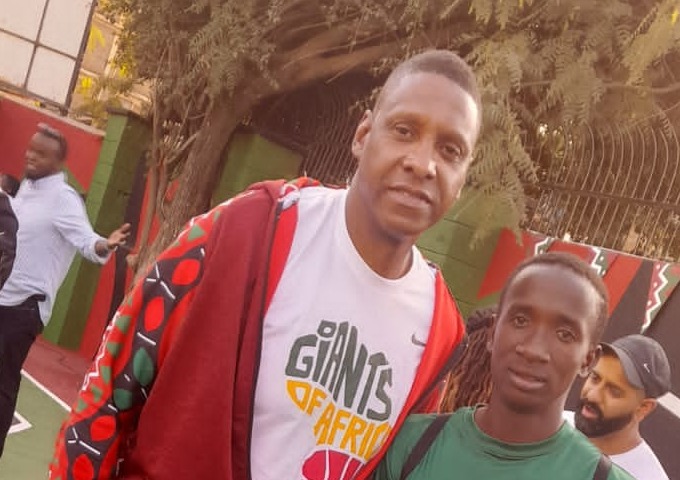 Kelfon Onkundi Isaboke with Masai Ujiri, founder of Giants of Africa